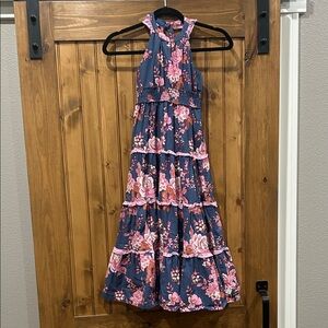 Matilda Jane Navy and Pink Floral Tiered Dress